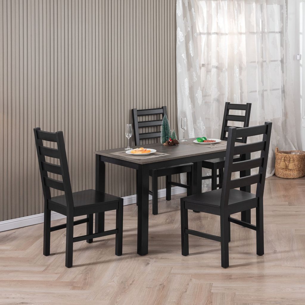 Bộ Bàn Ghế Ăn 4 Ghế và 1 Bàn 1m15 - Indoor Dining Set Black