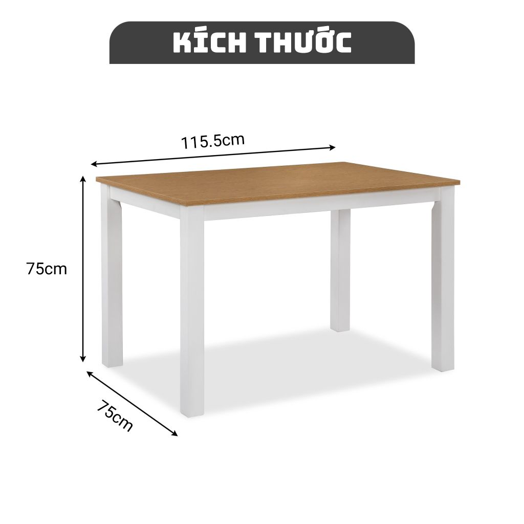 Bộ Bàn Ghế Ăn 4 Ghế và 1 Bàn 1m15 - Indoor Dining Set White