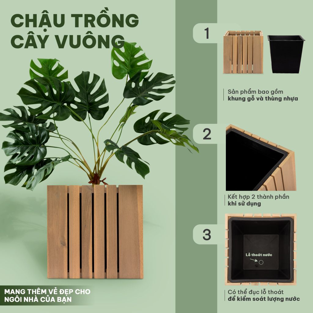 Chậu Trồng Cây Vuông - Cube Planter Box