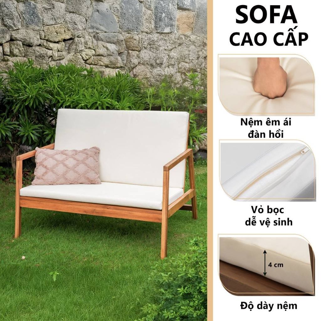 Bộ Bàn Ghế Trà Sofa Gỗ