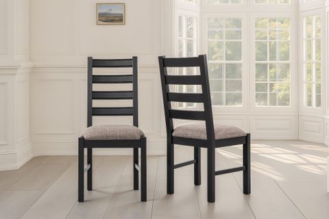  Ghế Ăn Gỗ Tràm Kèm Nệm Tựa Lưng Cao Cấp (Set 2 cái) - Dining Chair Black With Cushion 