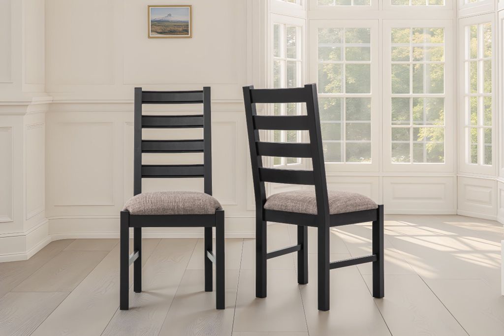 Bộ Bàn Ăn 6 Ghế Kèm Nệm và 1 Bàn 1m6 - Indoor Dining Set Black With Cushion