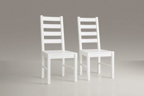  Ghế Ăn Gỗ Tràm Tựa Lưng Cao Cấp (Set 2 cái) - Dining Chair White 