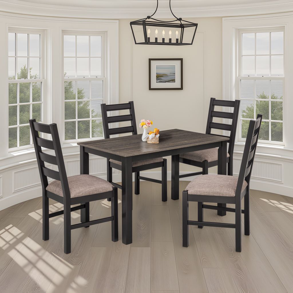 Ghế Ăn Gỗ Tràm Kèm Nệm Tựa Lưng Cao Cấp (Set 2 cái) - Dining Chair Black With Cushion