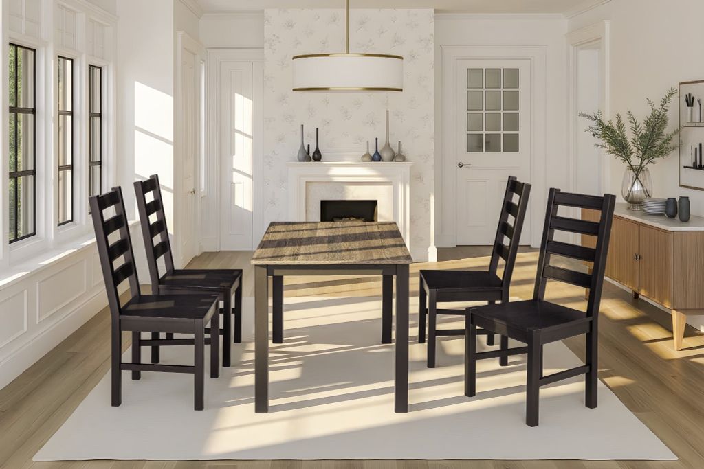 Bộ Bàn Ghế Ăn 4 Ghế và 1 Bàn 1m15 - Indoor Dining Set Black