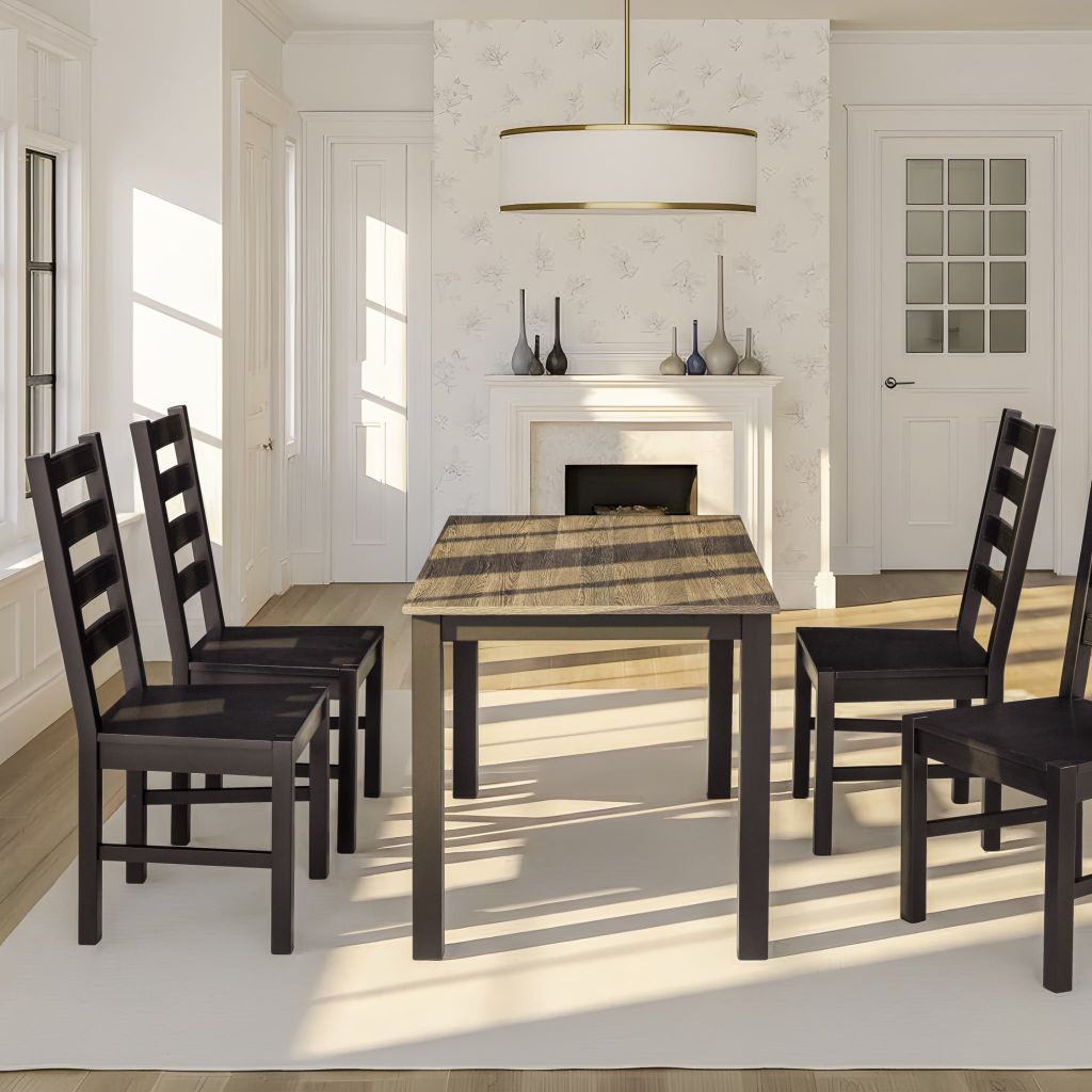 Ghế Ăn Gỗ Tràm Tựa Lưng Cao Cấp (Set 2 cái) - Dining Chair Black