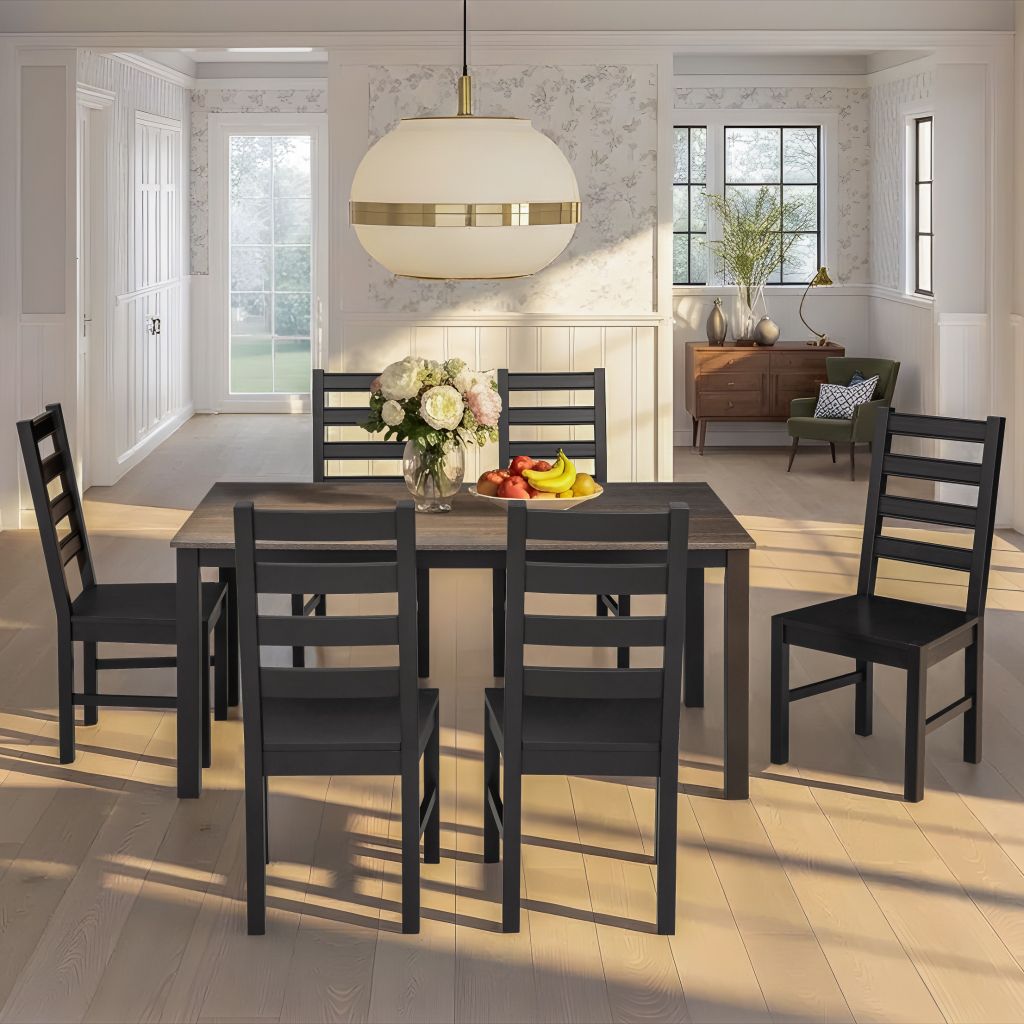 Ghế Ăn Gỗ Tràm Tựa Lưng Cao Cấp (Set 2 cái) - Dining Chair Black