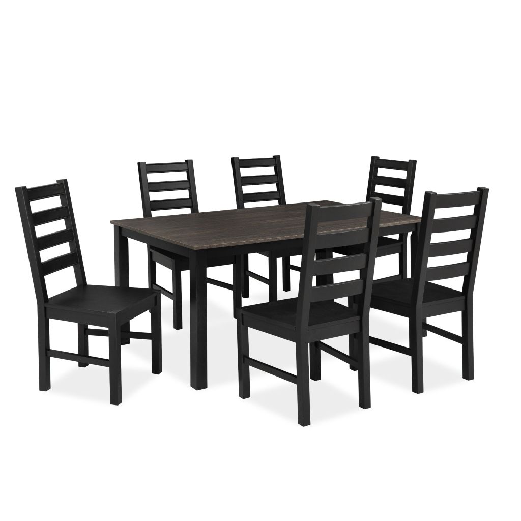 Bộ Bàn Ghế Ăn 6 Ghế và 1 Bàn 1m6 - Indoor Dining Set Black