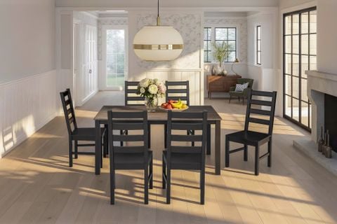  Bộ Bàn Ghế Ăn 6 Ghế và 1 Bàn 1m6 - Indoor Dining Set Black 