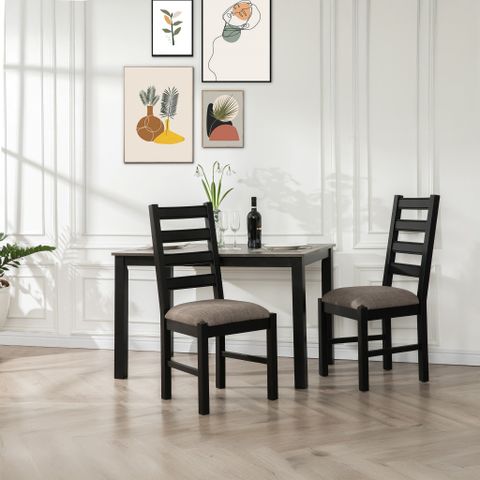  Ghế Ăn Gỗ Tràm Kèm Nệm Tựa Lưng Cao Cấp (Set 2 cái) - Dining Chair Black With Cushion 