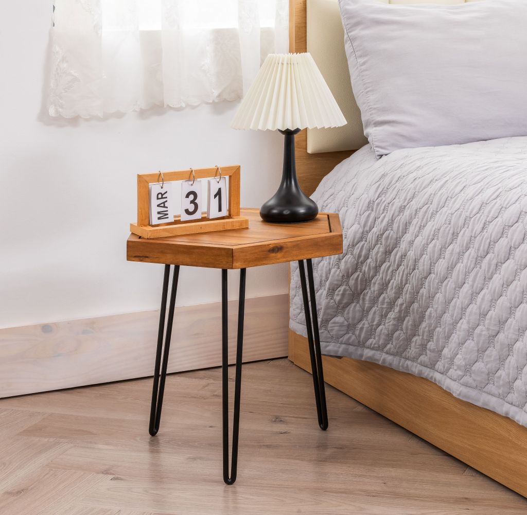 Bàn Lục Giác Gỗ – Hexagon Side Table