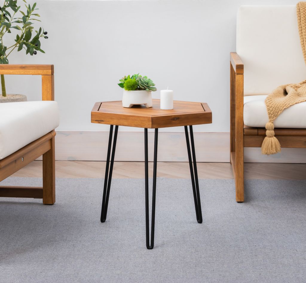 Bàn Lục Giác Gỗ – Hexagon Side Table