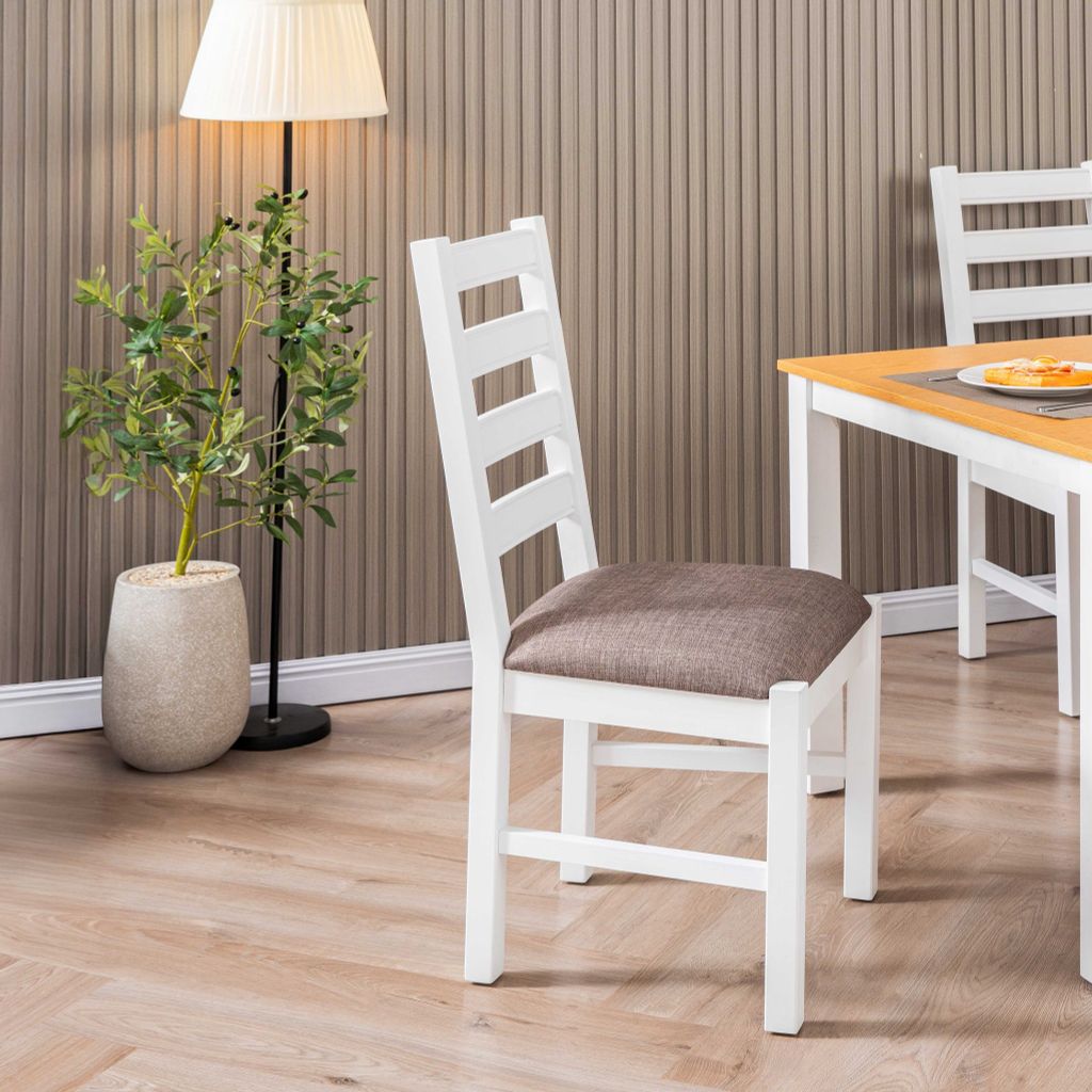 Bộ Bàn Ghế Ăn 4 Ghế Kèm Nệm và 1 Bàn 1m15 - Indoor Dining Set White With Cushion