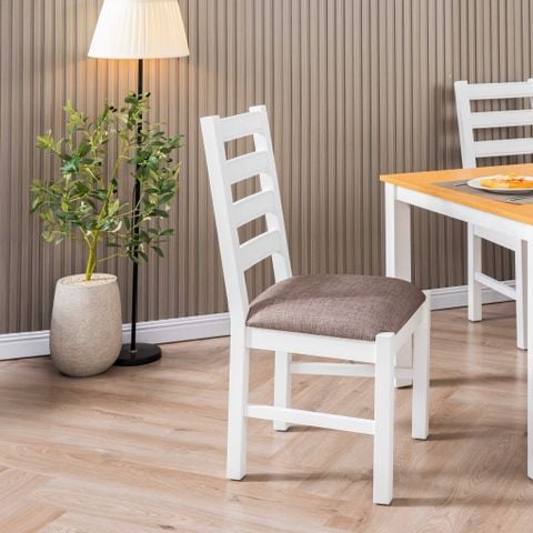  Bộ Bàn Ghế Ăn 4 Ghế Kèm Nệm và 1 Bàn 1m15 - Indoor Dining Set White With Cushion 