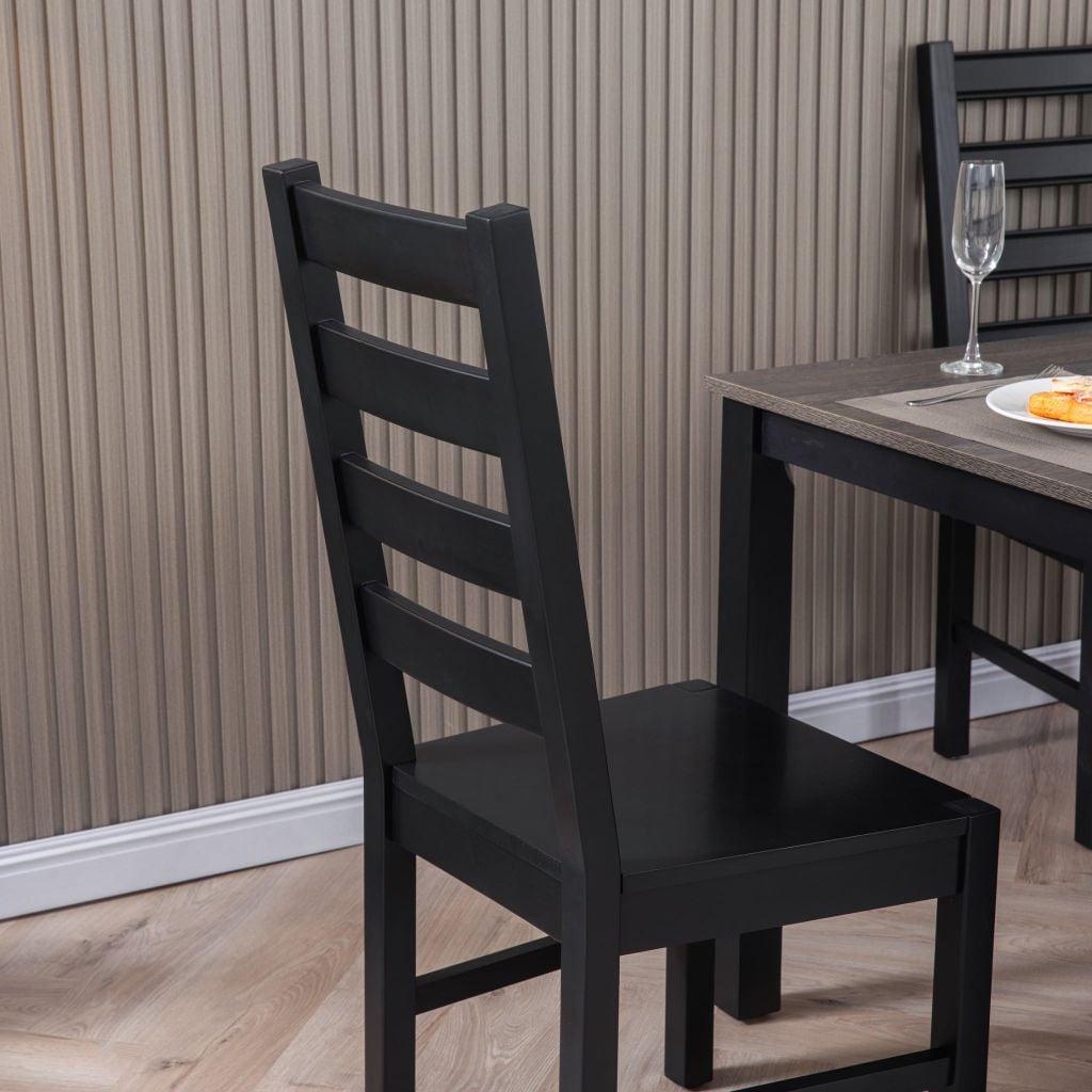 Ghế Ăn Gỗ Tràm Tựa Lưng Cao Cấp (Set 2 cái) - Dining Chair Black