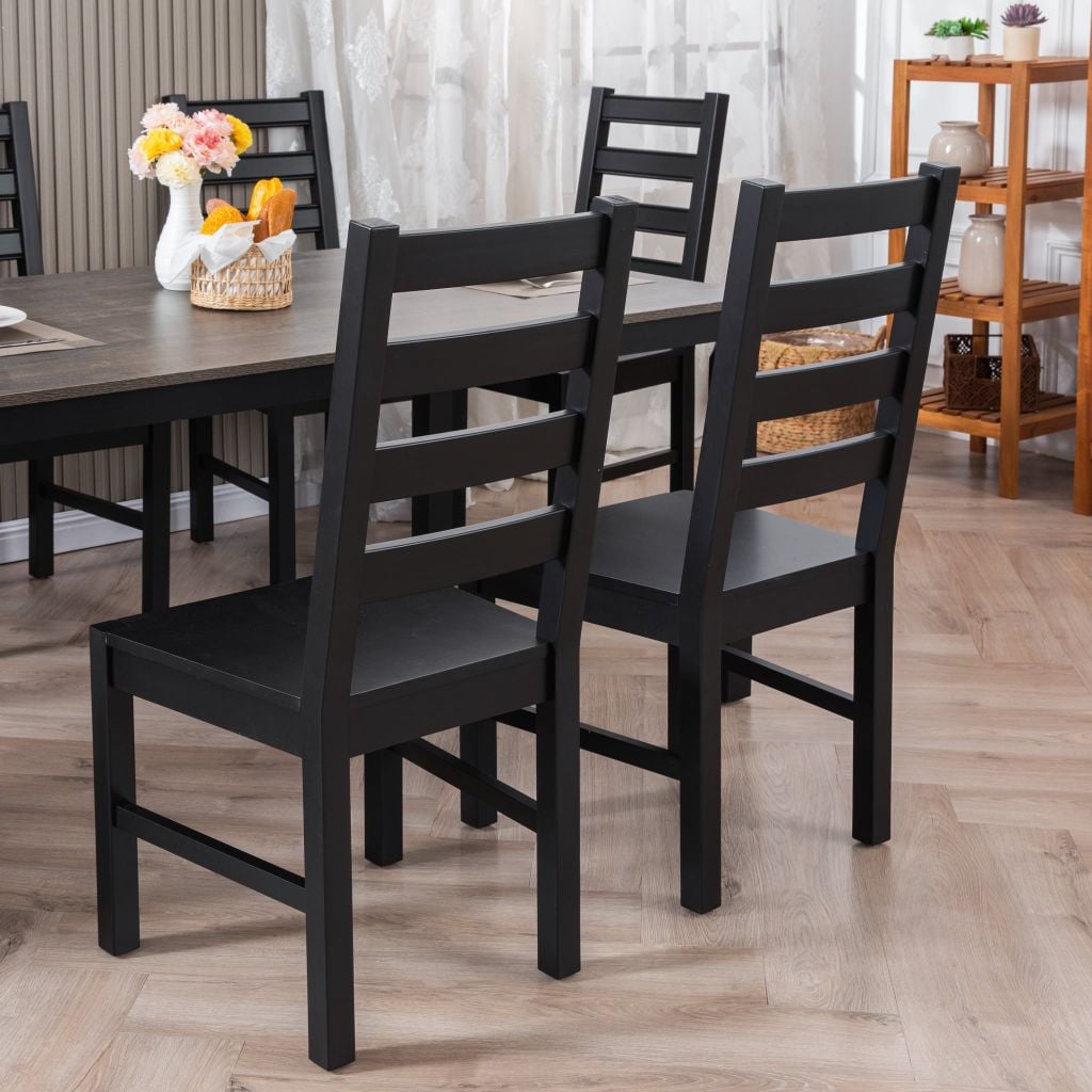 Ghế Ăn Gỗ Tràm Tựa Lưng Cao Cấp (Set 2 cái) - Dining Chair Black