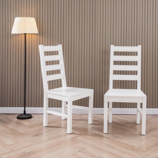  Ghế Ăn Gỗ Tràm Tựa Lưng Cao Cấp (Set 2 cái) - Dining Chair White 