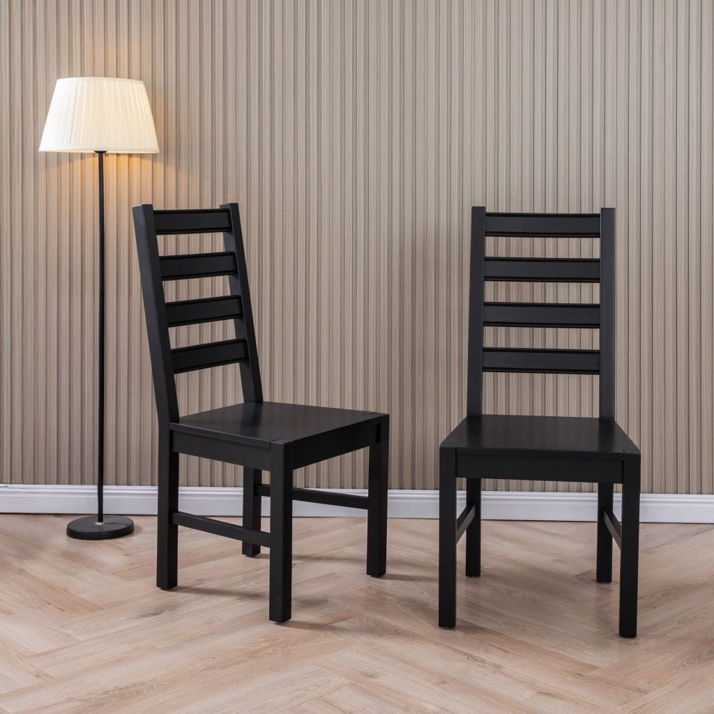 Ghế Ăn Gỗ Tràm Tựa Lưng Cao Cấp (Set 2 cái) - Dining Chair Black