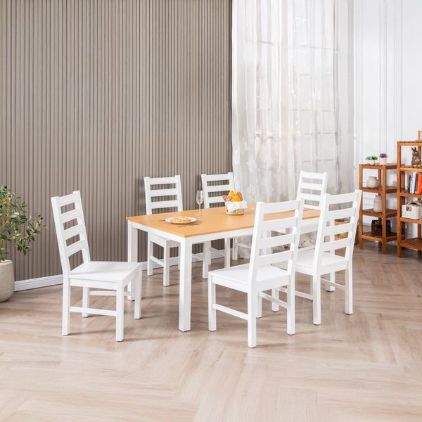  Bộ Bàn Ghế Ăn 6 Ghế và 1 Bàn 1m6 - Indoor Dining Set White 