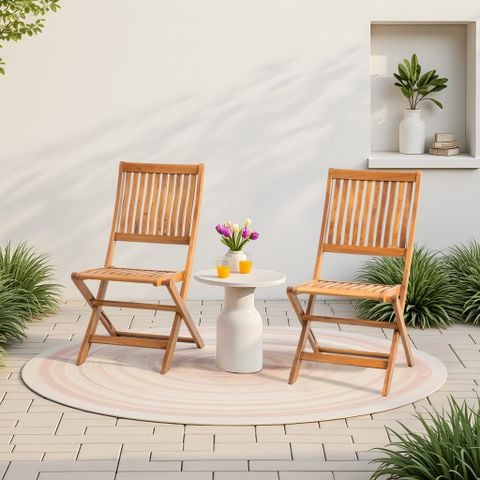 Ghế Gấp Gọn Ngoài Trời Gỗ Bạch Đàn Cao Cấp, Tiết Kiệm Không Gian Decor Sân Vườn Ban Công
