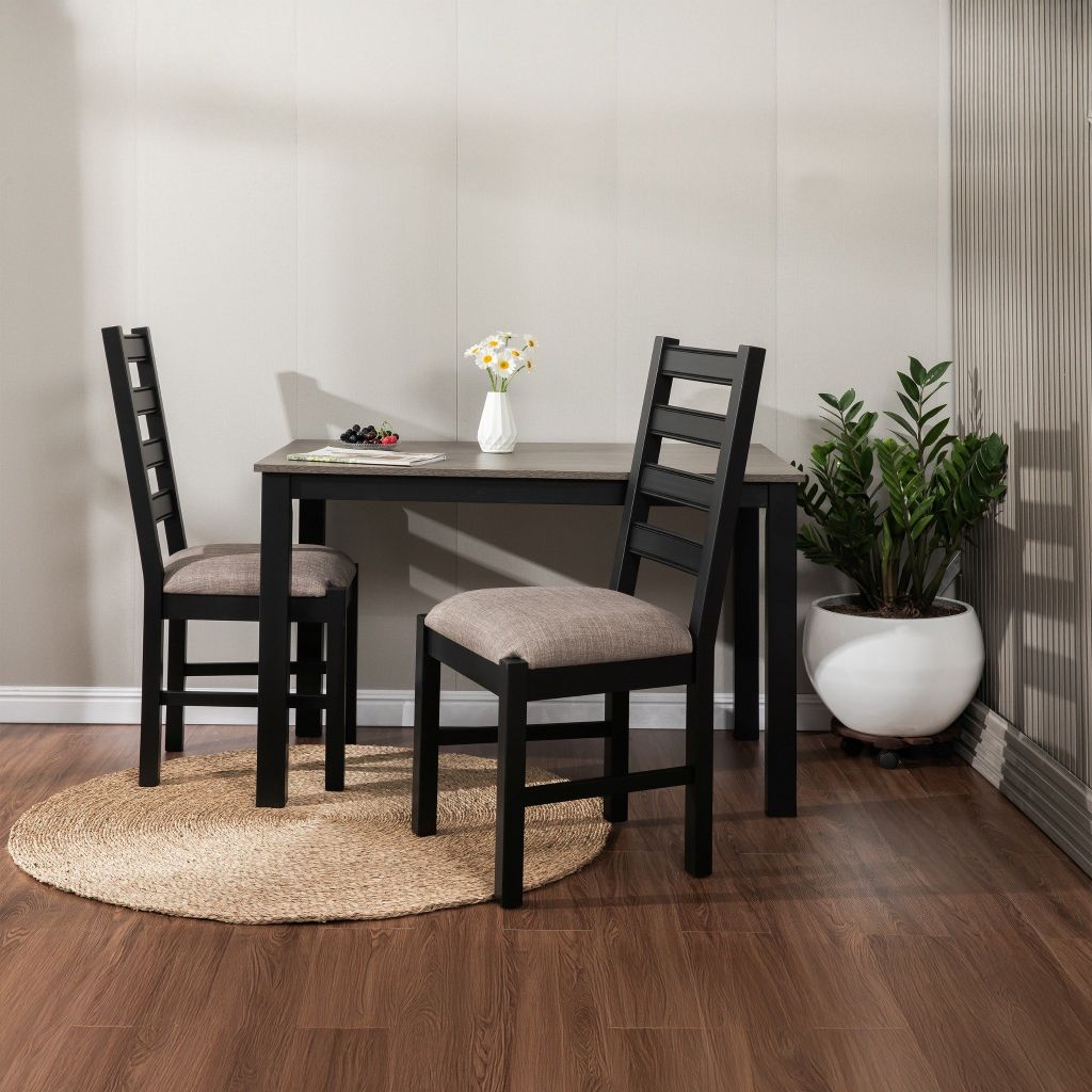 Ghế Ăn Gỗ Tràm Kèm Nệm Tựa Lưng Cao Cấp (Set 2 cái) - Dining Chair Black With Cushion