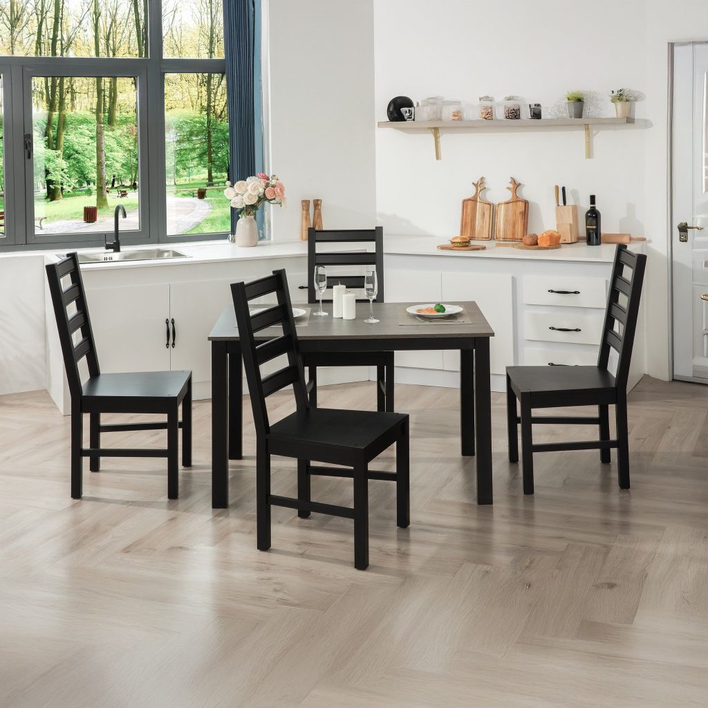 Bộ Bàn Ghế Ăn 4 Ghế và 1 Bàn 1m15 - Indoor Dining Set Black