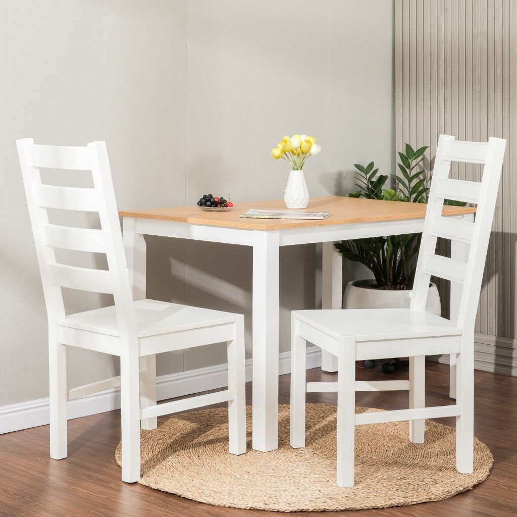 Ghế Ăn Gỗ Tràm Tựa Lưng Cao Cấp (Set 2 cái) - Dining Chair White