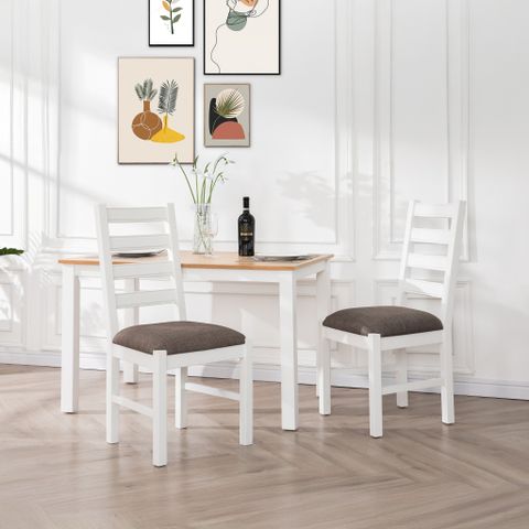  Ghế Ăn Gỗ Tràm Kèm Nệm Tựa Lưng Cao Cấp (Set 2 cái) - Dining Chair White With Cushion 
