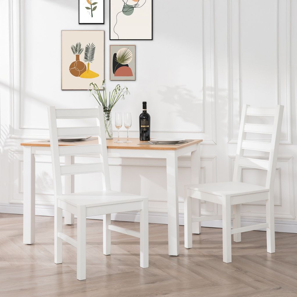 Ghế Ăn Gỗ Tràm Tựa Lưng Cao Cấp (Set 2 cái) - Dining Chair White