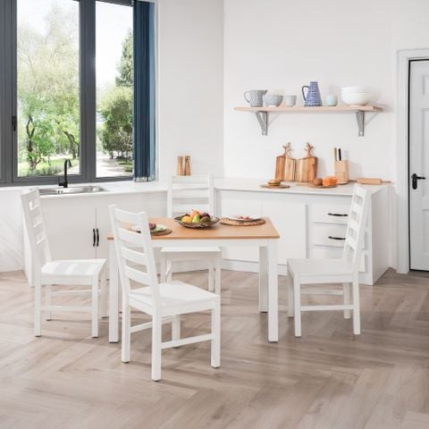  Bộ Bàn Ghế Ăn 4 Ghế và 1 Bàn 1m15 - Indoor Dining Set White 