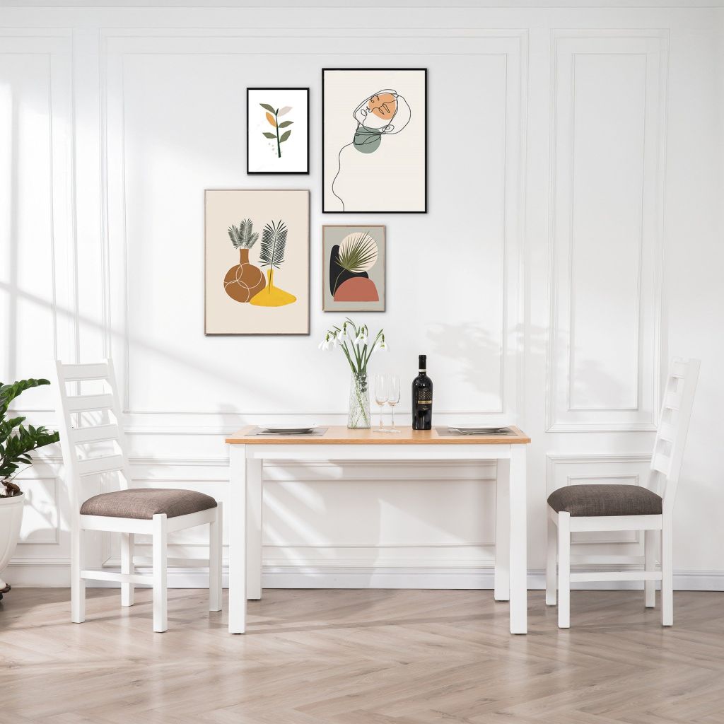 Ghế Ăn Gỗ Tràm Kèm Nệm Tựa Lưng Cao Cấp (Set 2 cái) - Dining Chair White With Cushion