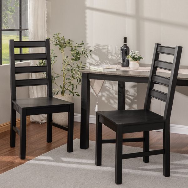  Ghế Ăn Gỗ Tràm Tựa Lưng Cao Cấp (Set 2 cái) - Dining Chair Black 