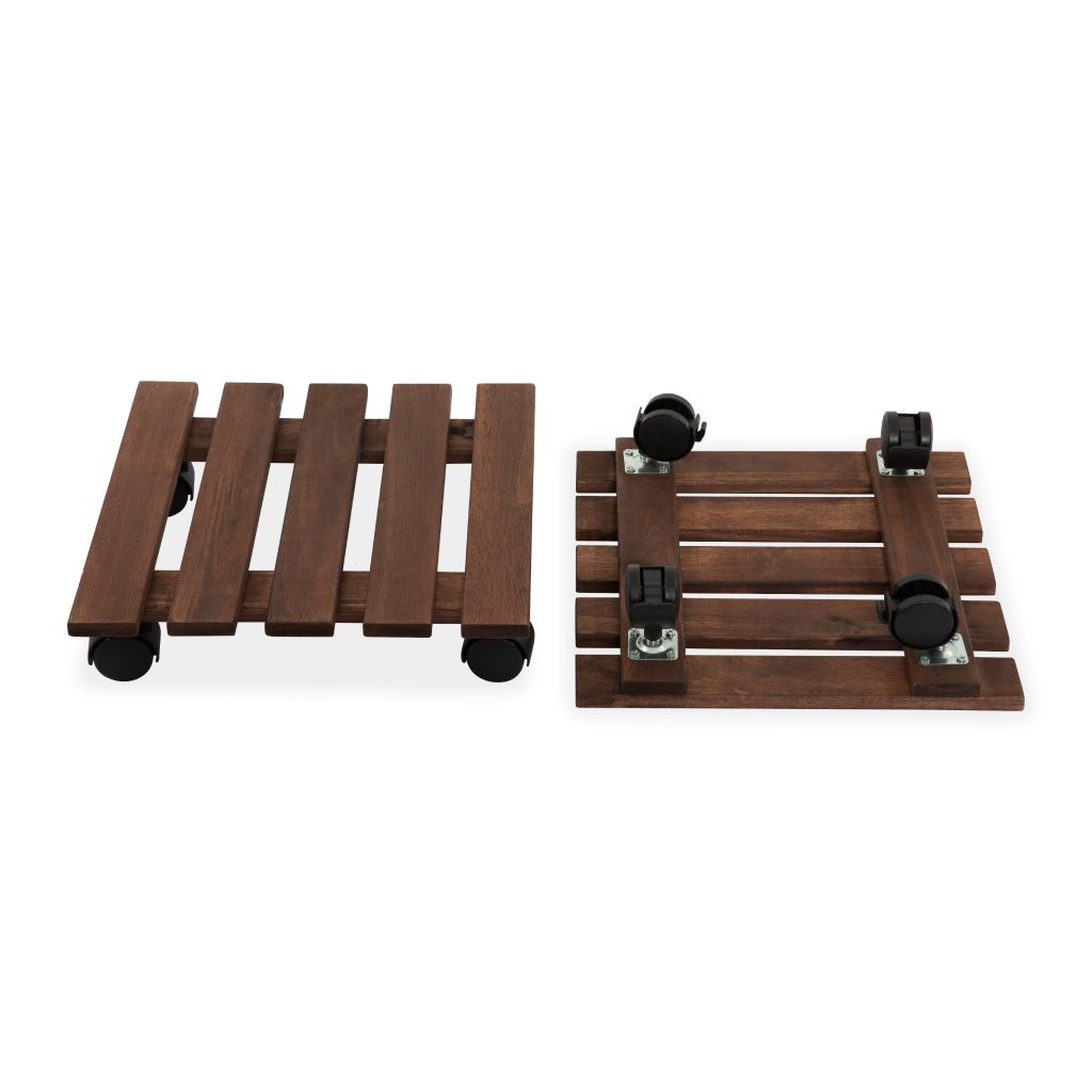 Combo 2 Đế Chậu Cây Vuông Có Bánh Xe – Square Wooden Plant Caddy