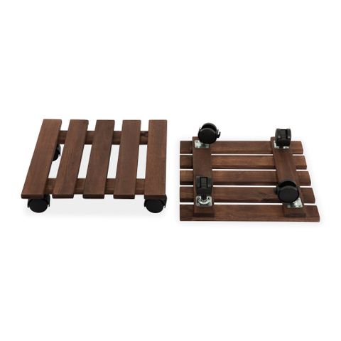  Combo 2 Đế Chậu Cây Vuông Có Bánh Xe – Square Wooden Plant Caddy 