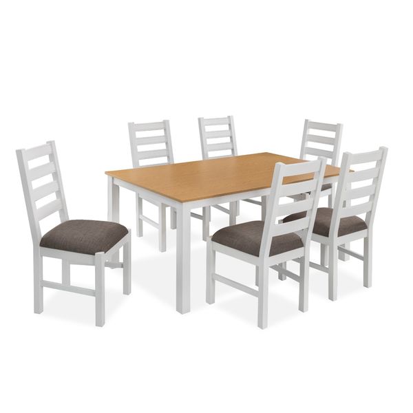  Bộ Bàn Ăn 6 Ghế Kèm Nệm và 1 Bàn 1m6 - Indoor Dining Set White With Cushion 