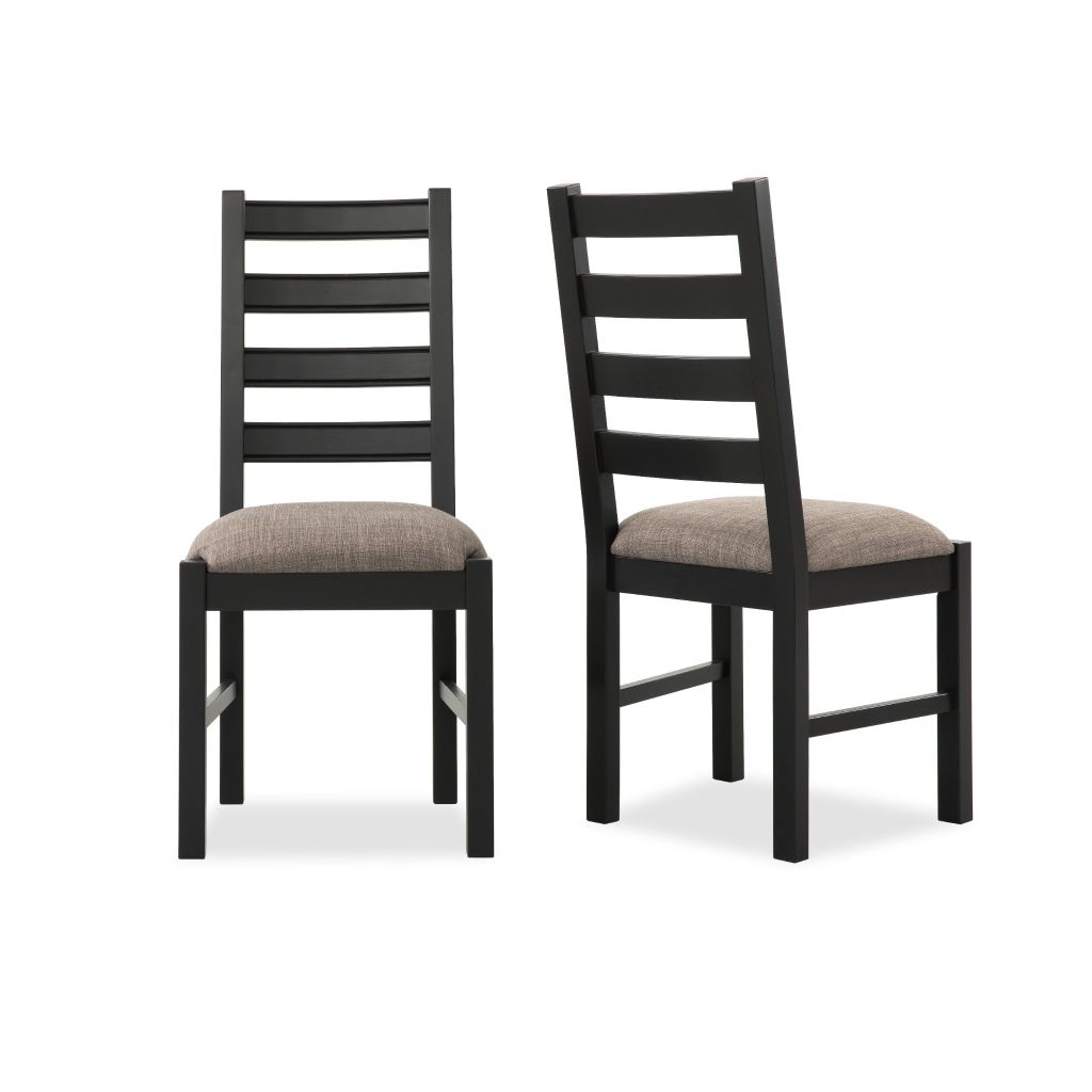 Ghế Ăn Gỗ Tràm Kèm Nệm Tựa Lưng Cao Cấp (Set 2 cái) - Dining Chair Black With Cushion