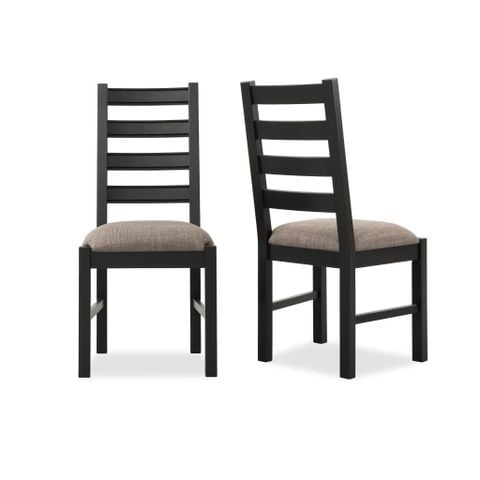  Ghế Ăn Gỗ Tràm Kèm Nệm Tựa Lưng Cao Cấp (Set 2 cái) - Dining Chair Black With Cushion 