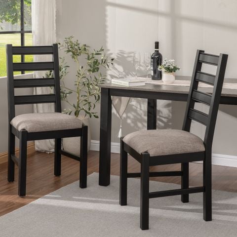  Ghế Ăn Gỗ Tràm Kèm Nệm Tựa Lưng Cao Cấp (Set 2 cái) - Dining Chair Black With Cushion 