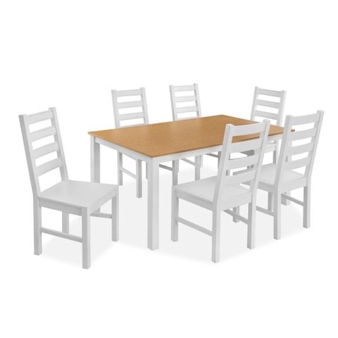  Bộ Bàn Ghế Ăn 6 Ghế và 1 Bàn 1m6 - Indoor Dining Set White 