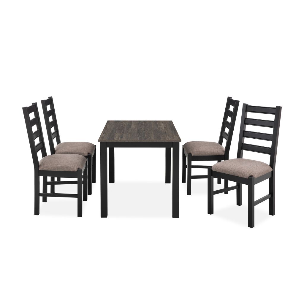 Bộ Bàn Ghế Ăn 4 Ghế Kèm Nệm và 1 Bàn 1m15 - Indoor Dining Set Black With Cushion