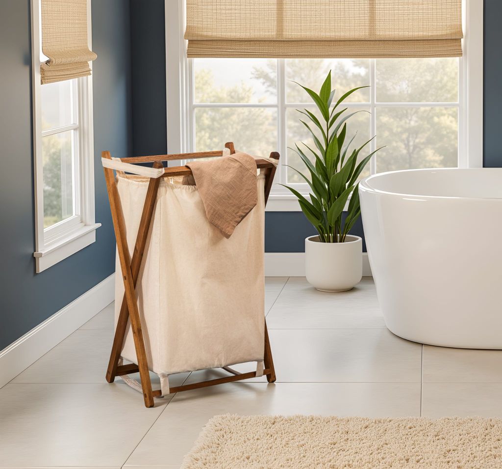 Giỏ Đựng Quần Áo Khung Gỗ – X-Frame Laundry Hamper