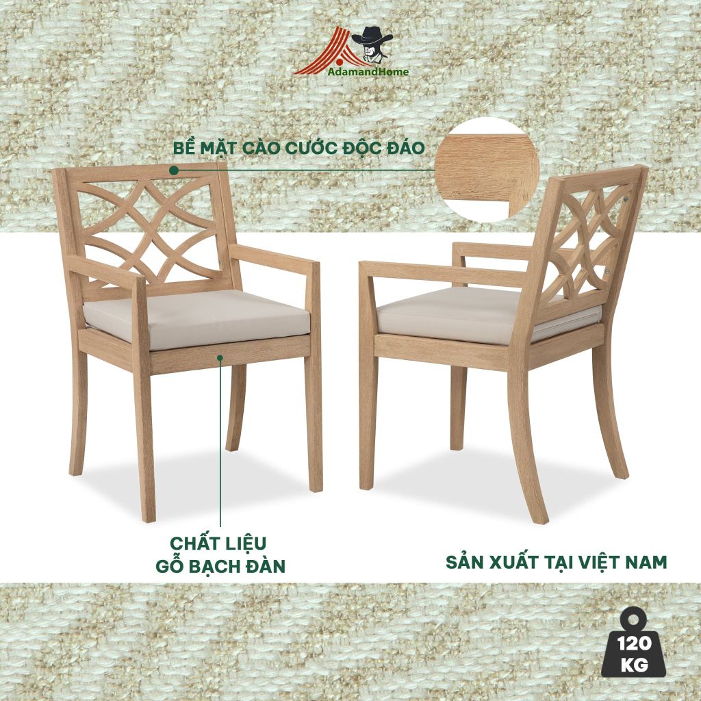 Ghế Tựa Kèm Nệm (Set 2 cái) Ngoài Trời Cao Cấp - Outdoor Dining Chair ( Set of 2)