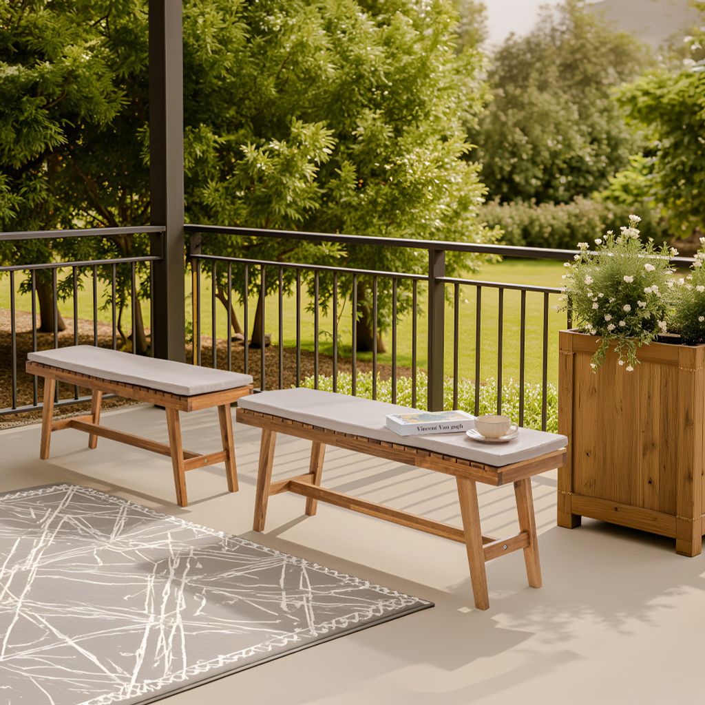 Ghế Băng Gỗ Tràm Ngoài Trời Kèm Nệm Cao Cấp 110cm - Patio Bench