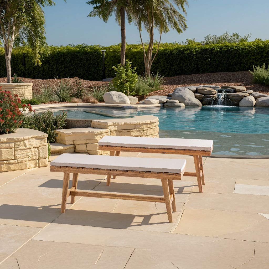 Ghế Băng Gỗ Tràm Ngoài Trời Kèm Nệm Cao Cấp 110cm - Patio Bench