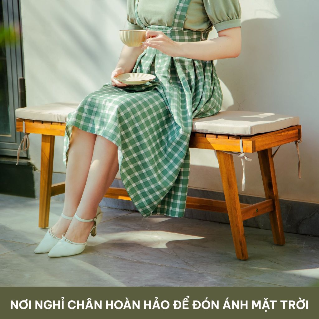 Ghế Băng Gỗ Tràm Ngoài Trời Kèm Nệm Cao Cấp 110cm - Patio Bench