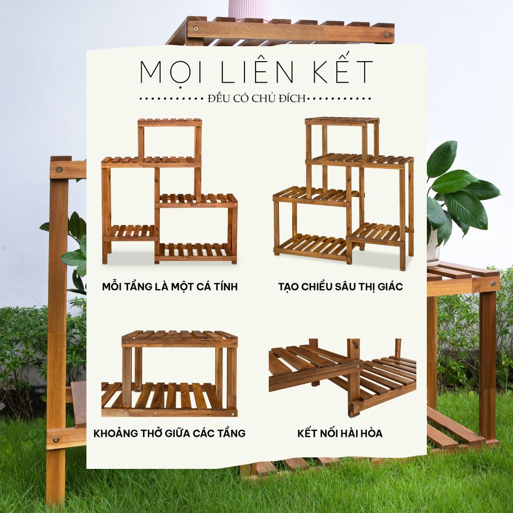 Kệ Gỗ Nhiều Tầng Decor - Multi-tiered Wooden Shelf Decor