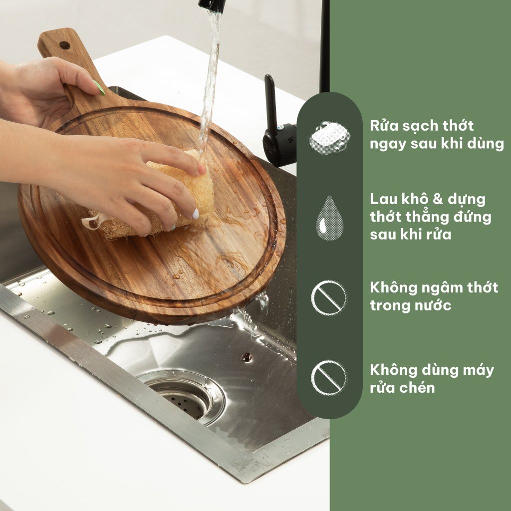 Thớt Gỗ Tròn Có Tay Cầm - Round Chopping Board