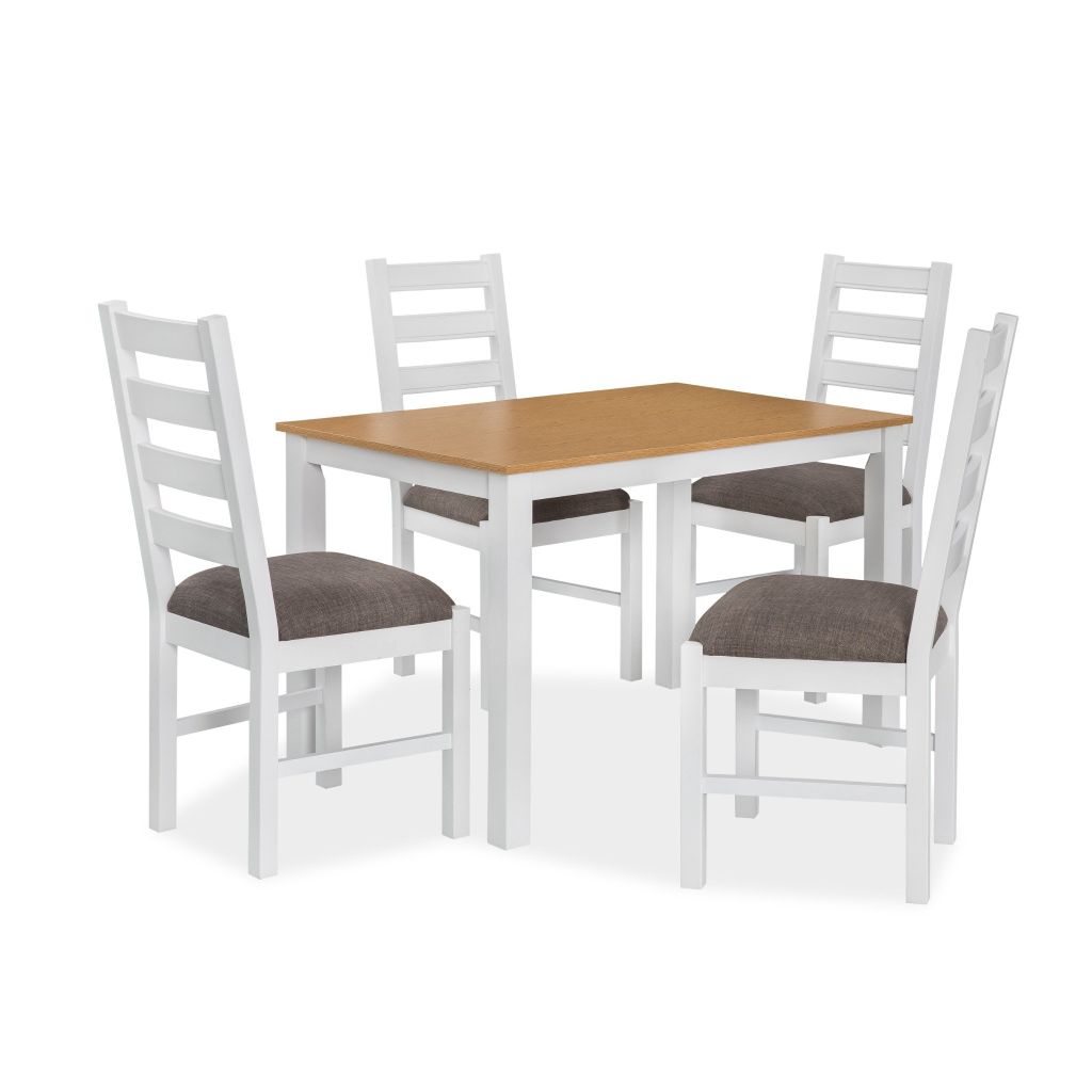 Bộ Bàn Ghế Ăn 4 Ghế Kèm Nệm và 1 Bàn 1m15 - Indoor Dining Set White With Cushion