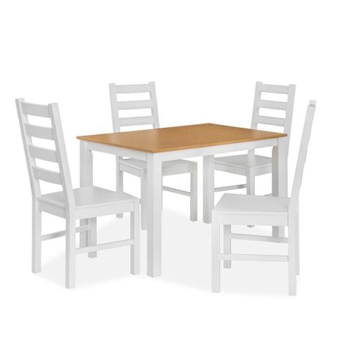  Bộ Bàn Ghế Ăn 4 Ghế và 1 Bàn 1m15 - Indoor Dining Set White 
