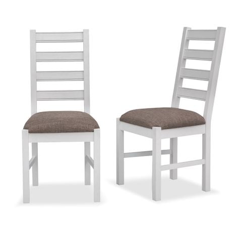  Ghế Ăn Gỗ Tràm Kèm Nệm Tựa Lưng Cao Cấp (Set 2 cái) - Dining Chair White With Cushion 